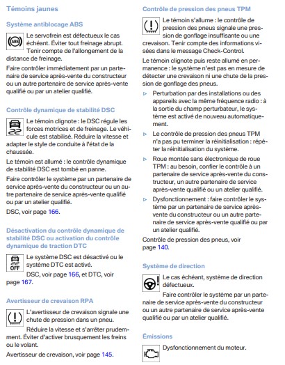 Liste des voyants BMW Série 3