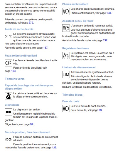 Liste des voyants BMW Série 3