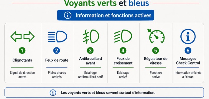 voyants verts et bleu