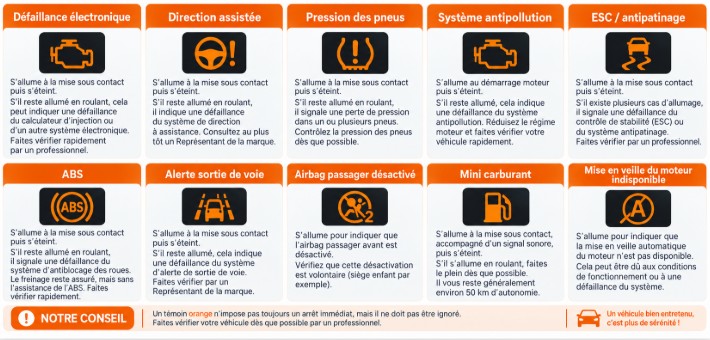 voyants orange